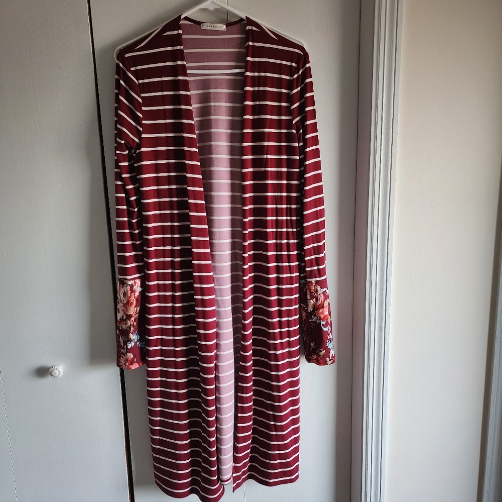 Reborn Burgundy and White Striped Top